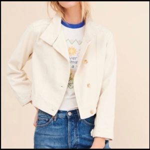 Anthropologie cropped white denim jacket, NWOT